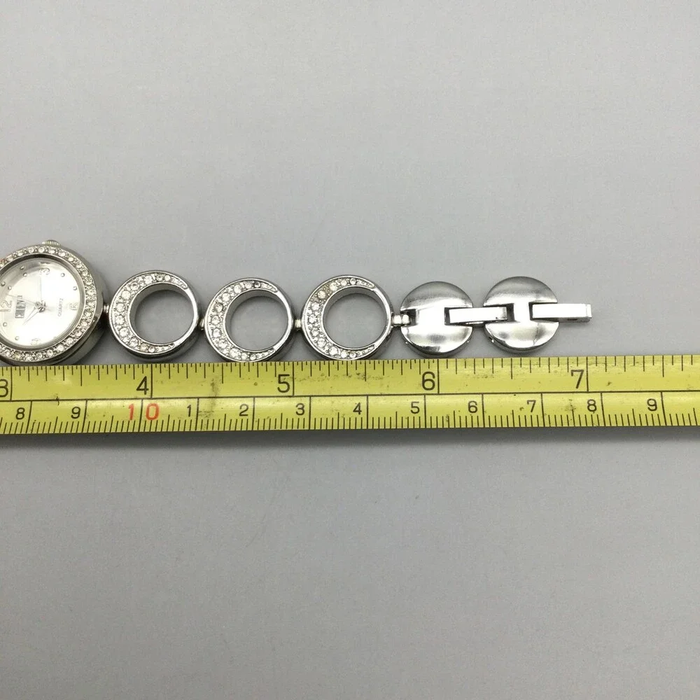 Gruen II Womens Watch 24mm Silver Dial Crystal Bezel GRF1501 Circle Link 6.75